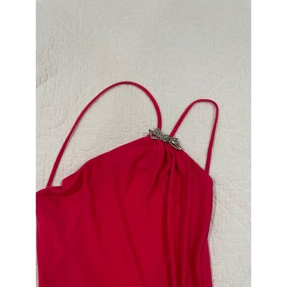 Nicole Bakti Womens Maxi gala maxi Dress halted back gems size small bright pink - Picture 9 of 11